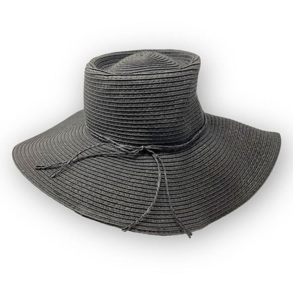 San Diego Hat Co. Four Buttons Black Paper Beach Sun Hat Women’s One Size OSFM - Picture 3 of 11